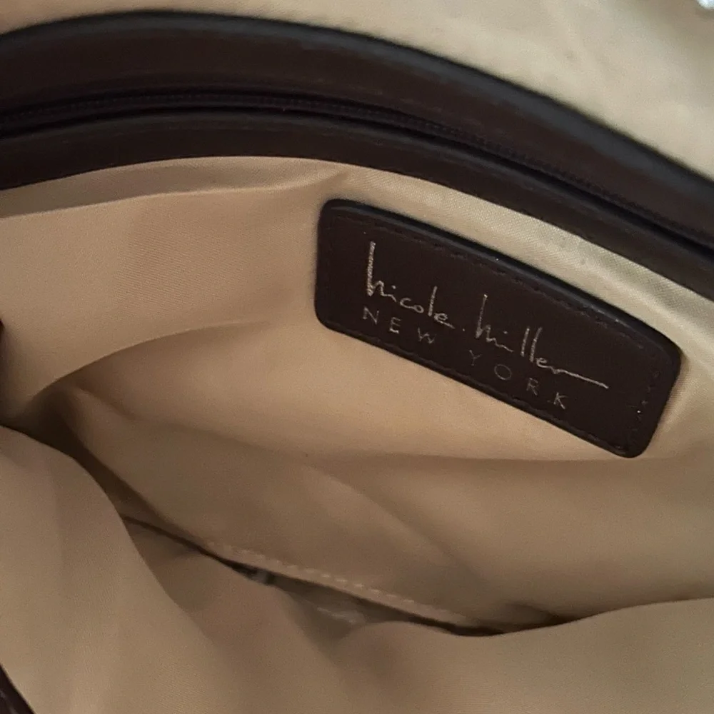 Purse Crossbody, Shoulder Bag, Clutch, NICOLE MILLER N.Y., Brown Faux Leather‎